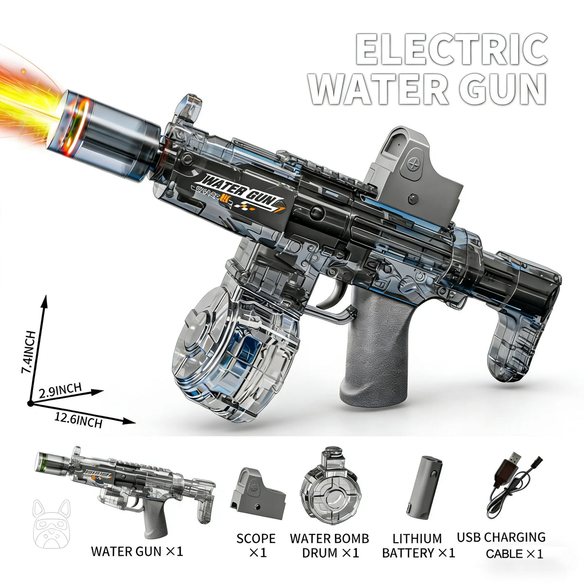 Electric Water Gun Automatic Recoil Water Blaster