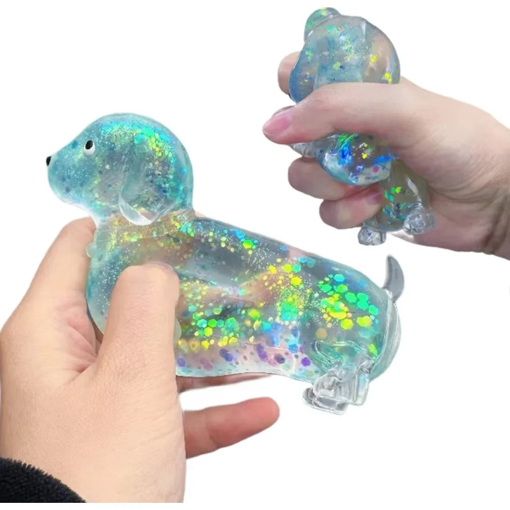 Glitter Sausage Dog Squishy – Slow-Rising Puppy Stress Toy