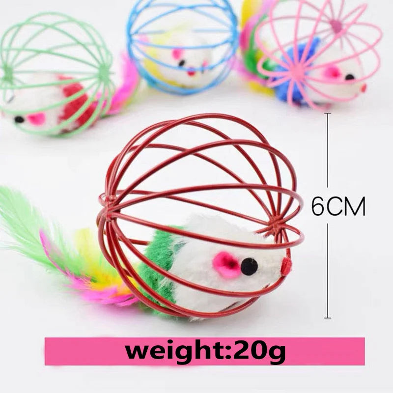 Interactive Cat Mouse Toy – Colorful Mouse in Cage