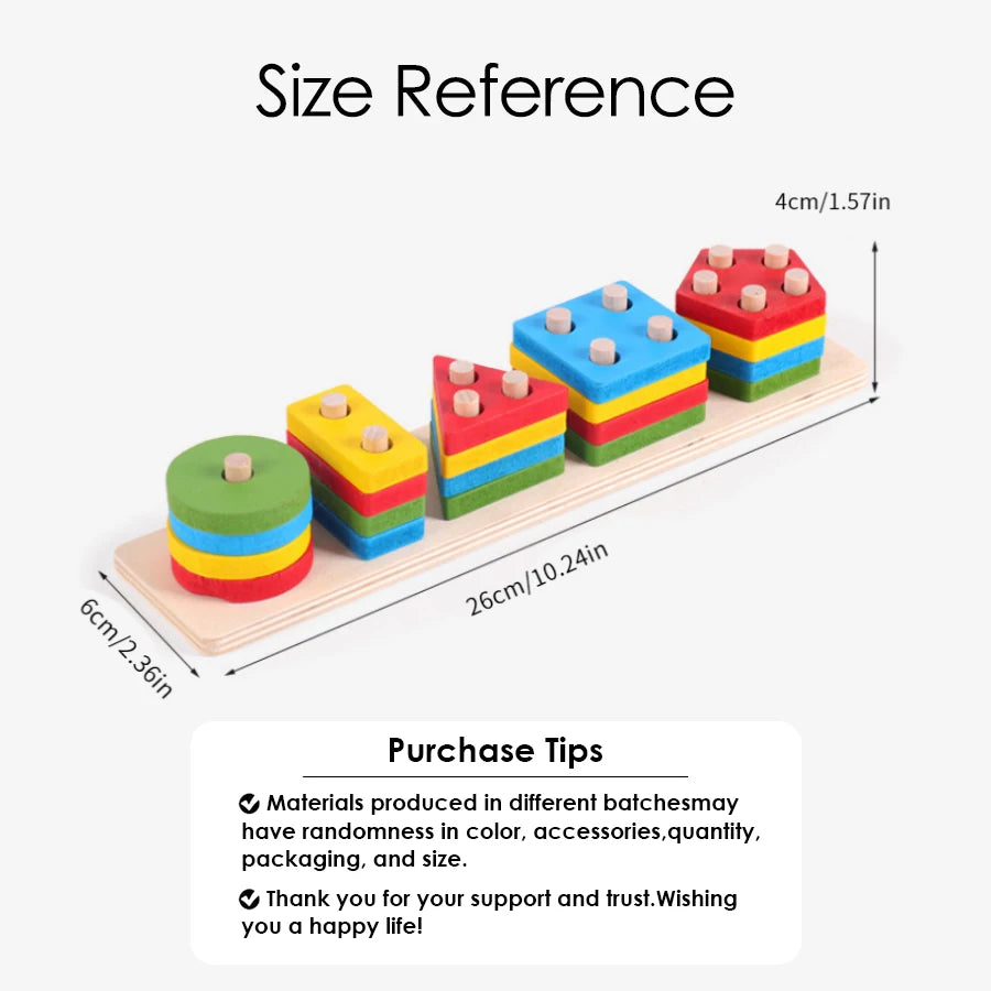 Montessori Wood Toys for Kids Wooden Sorting Stacking Toys for Baby Toddlers Educational Shape Color Sorter Preschool Kids Gifts