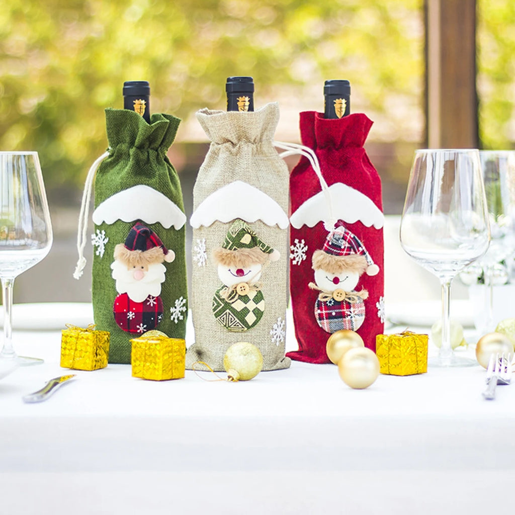 Christmas Wine Bottle Cover Festive Holiday Table Decor