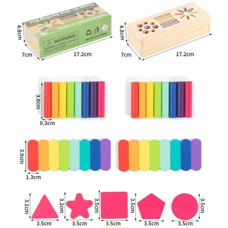 Wooden Geometric Shapes Toy – 3D Sorting Game