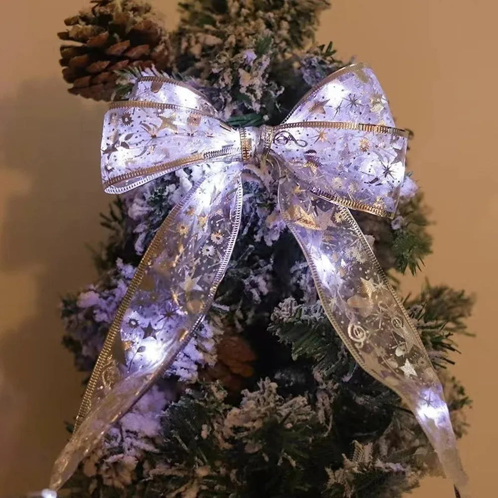 Christmas Ribbon String Lights DIY Fairy Light Tree Decoration