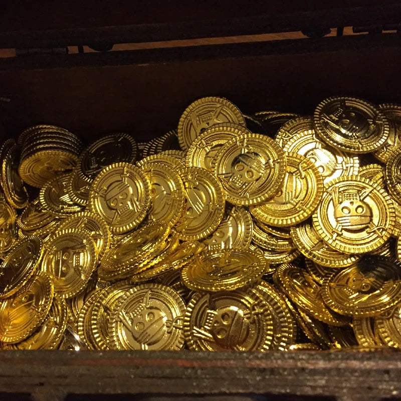 Plastic Pirate Gold Coins for Treasure Hunts & Party Favors