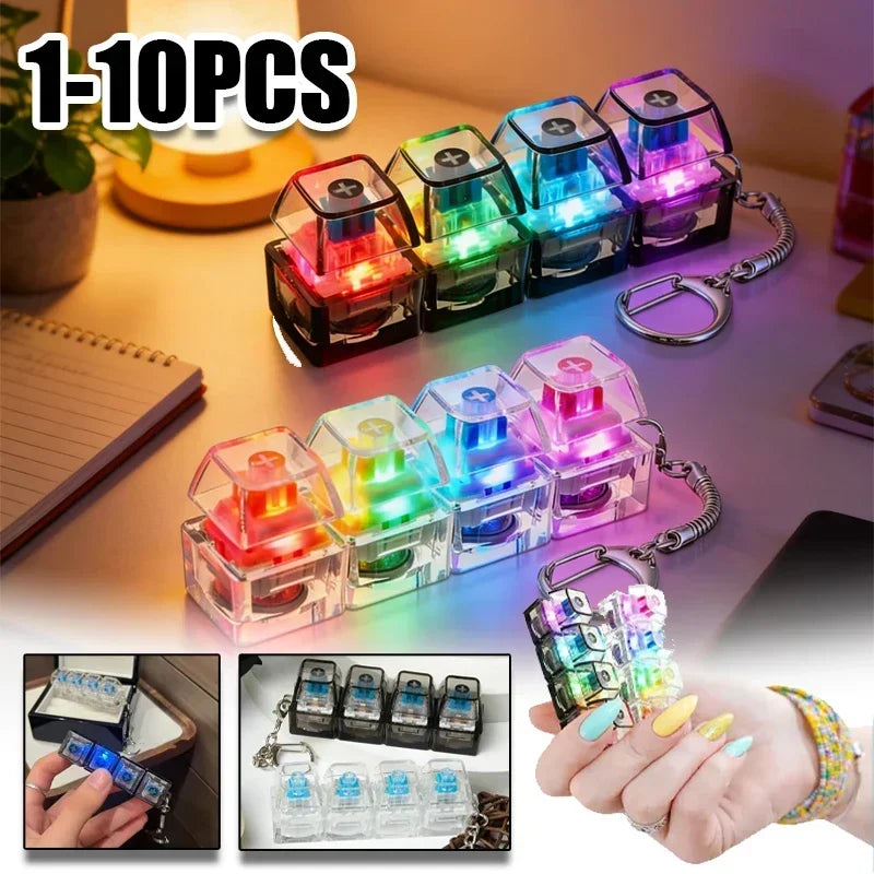 Light Up Keyboard Keychain Clickable Button LED Fidget Toy