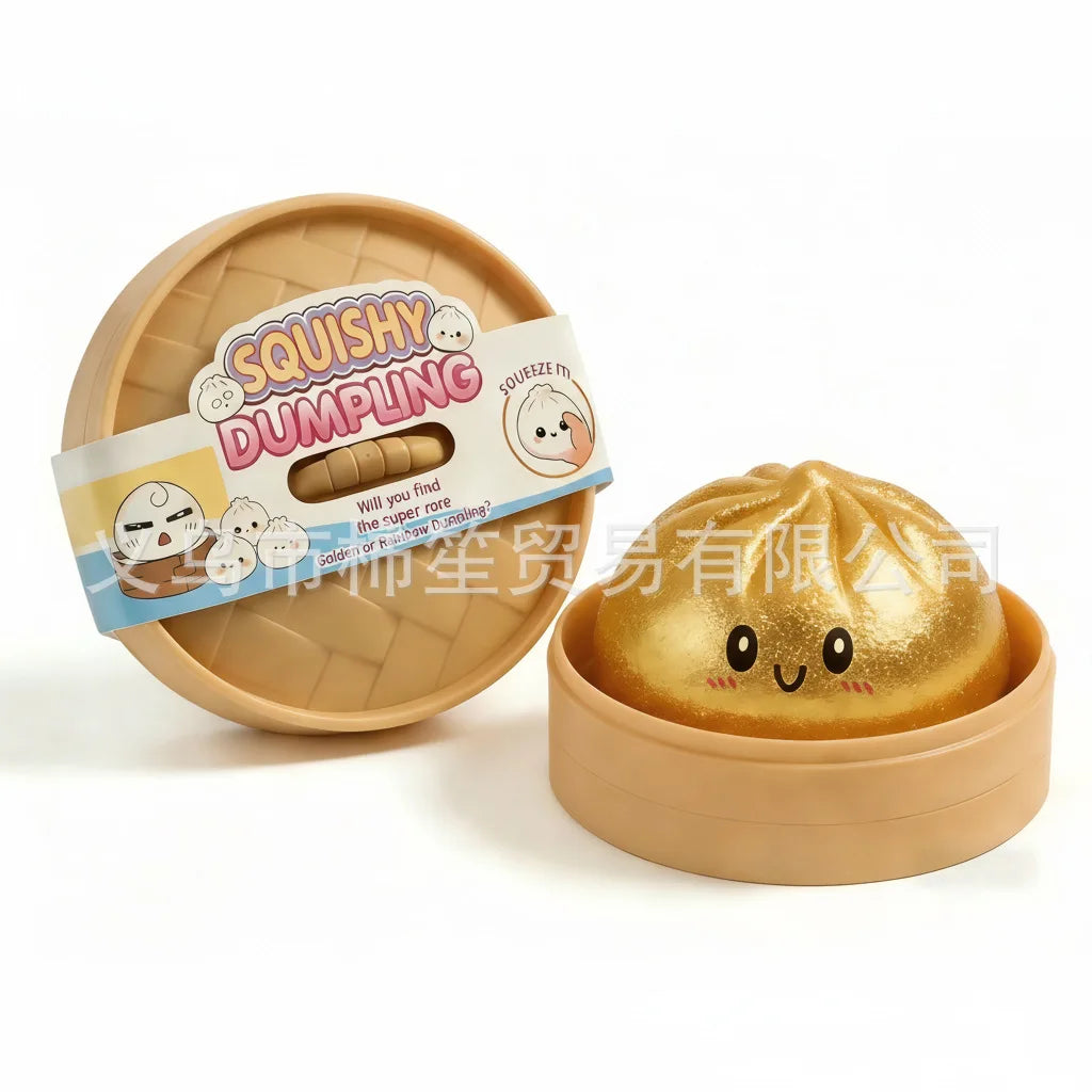 Glitter Dumpling Squishy Toy with Storage Box for Stress Relief