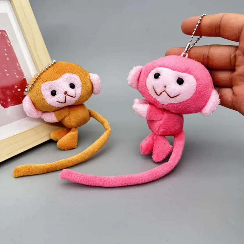 Monkey Plush Keychain – Long-Tailed Animal Backpack Charm