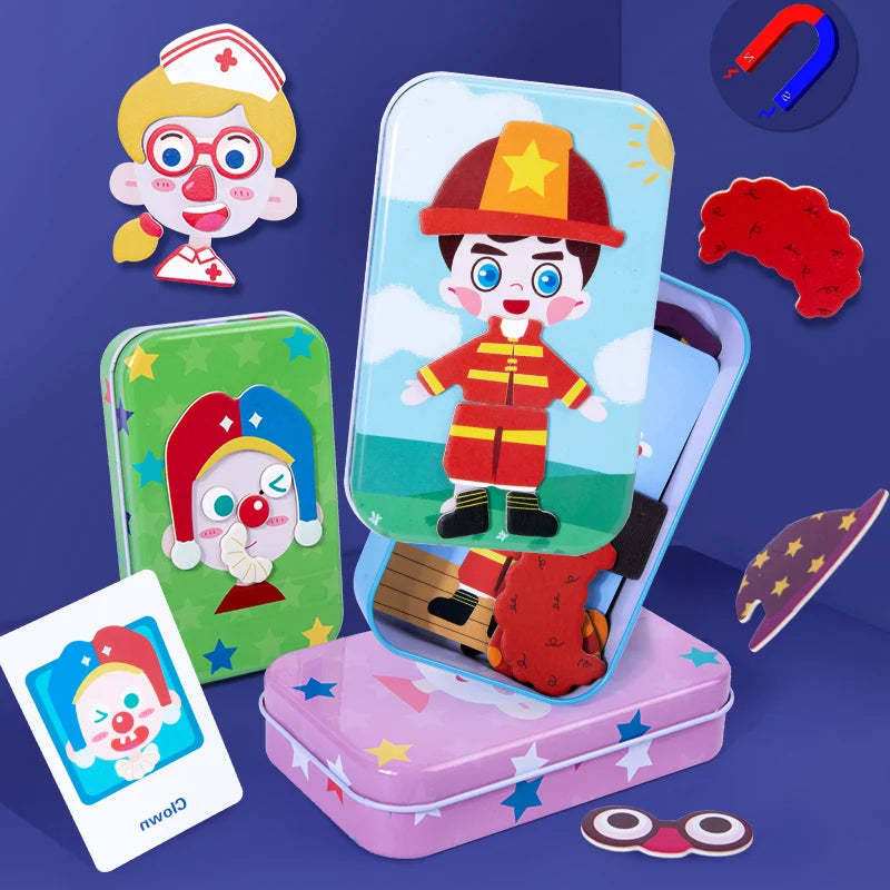 Magnetic Dress Up Puzzle Wooden Facial Expression Game