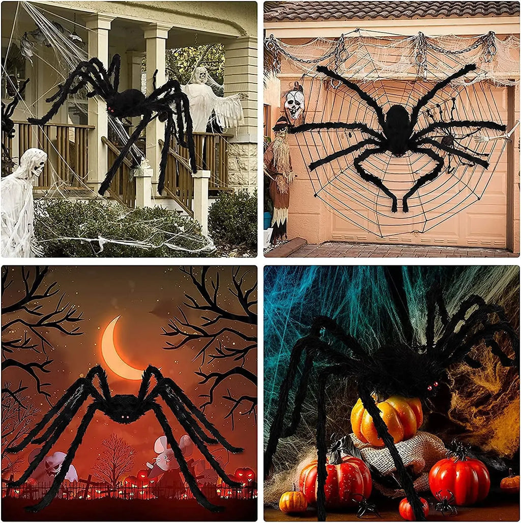 Giant Black Spider Decoration for Halloween, 30–200 cm