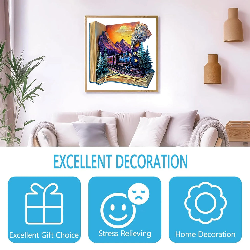 Wooden Jigsaw Puzzle for Adults Unique Train Shape Art Puzzle