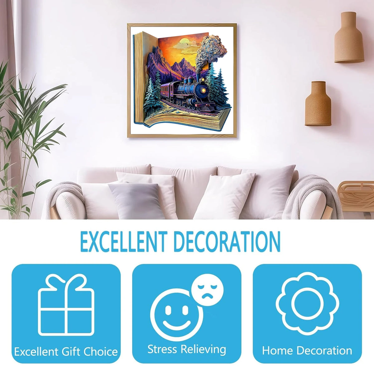Wooden Jigsaw Puzzle for Adults Unique Train Shape Art Puzzle