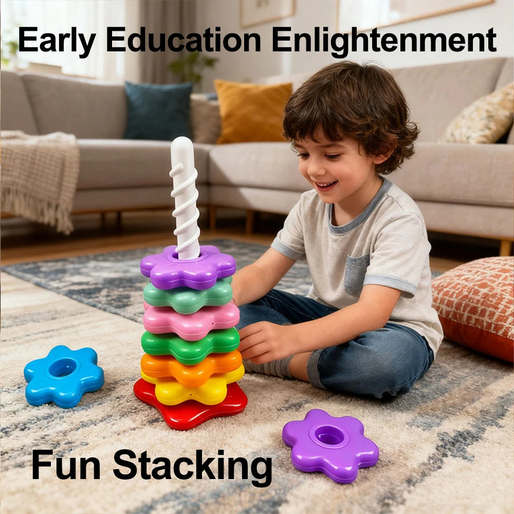 Baby Rainbow Stacking Toy – Rotating Montessori Tower
