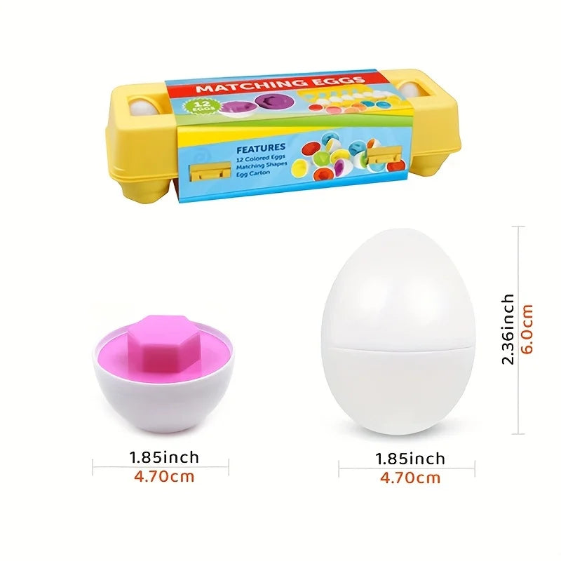 Color and Shape Matching Toy – Geometric Egg Sorting Set