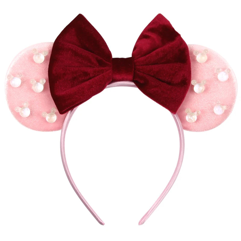 Mouse Ears Headband – Velvet Bow Hair Accessory