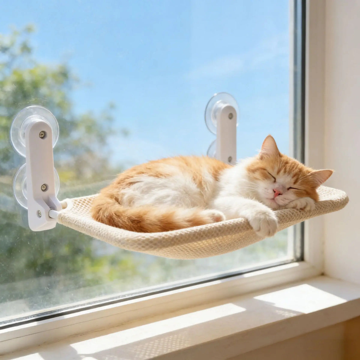 Cat Hammock Foldable Window Suction Cup Hanging Nest, Cat Sunbathing Hanging Bed, Wall Mounted Cat Climbing Frame, Cat Hammock