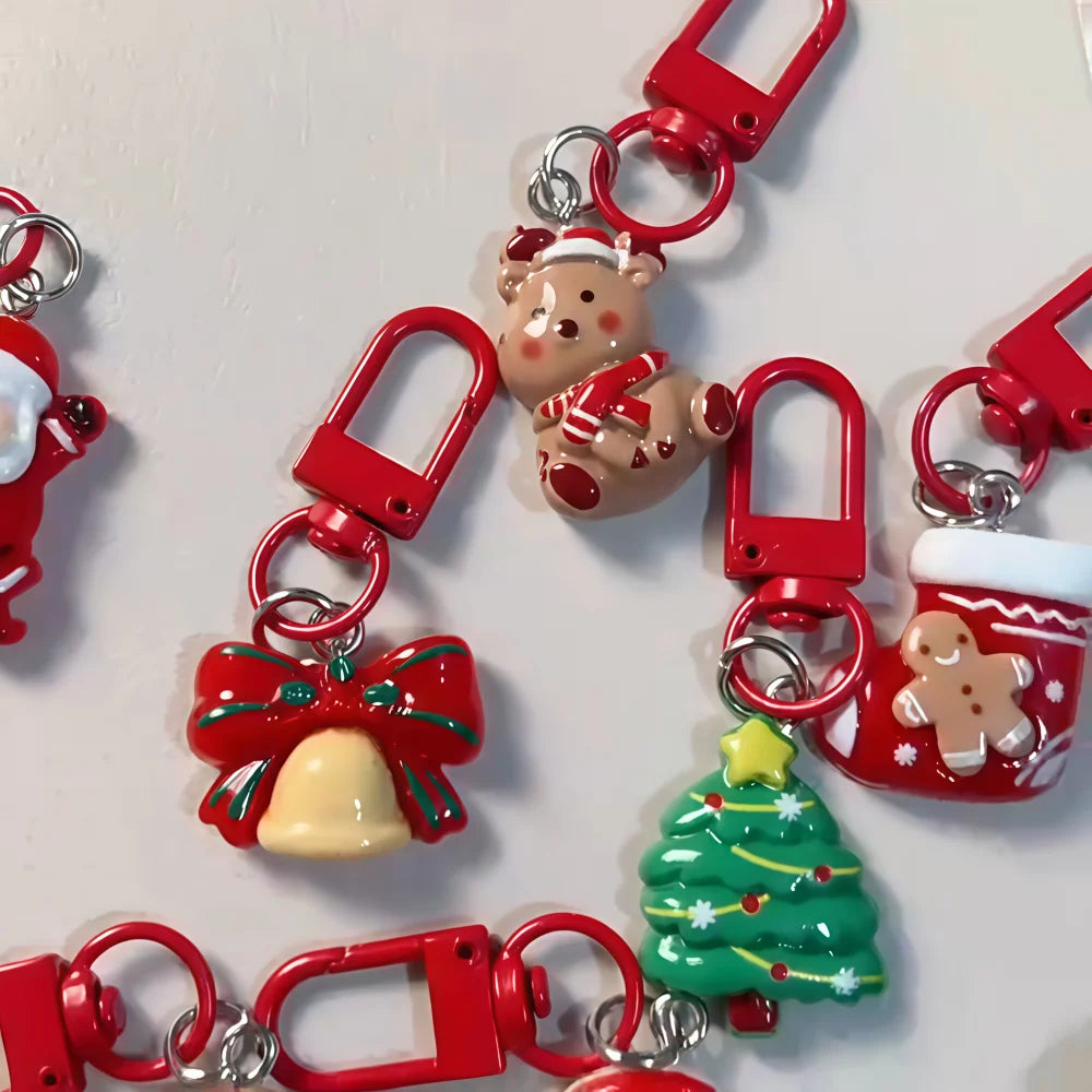 Christmas Keychain Elk Santa Resin Party Favor 10-30 Pcs