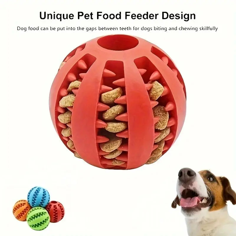 Rubber Dog Treat Ball – Chew Toy for Teeth Cleaning