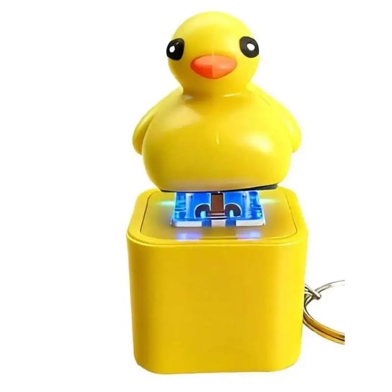 Small Yellow Duck and Frog Keychain, Duck Frog Clicker with LED Light, Adult Stress Relieving and Anxiety Sensing Toy