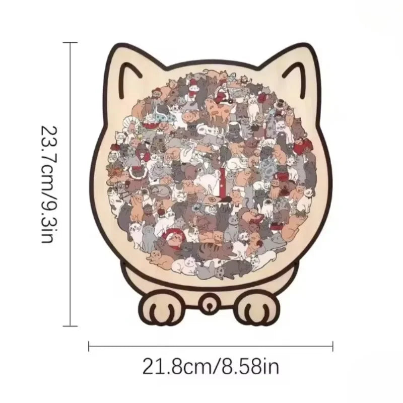 Cat Wooden Jigsaw Puzzle – 135-Piece Irregular Cat Shape