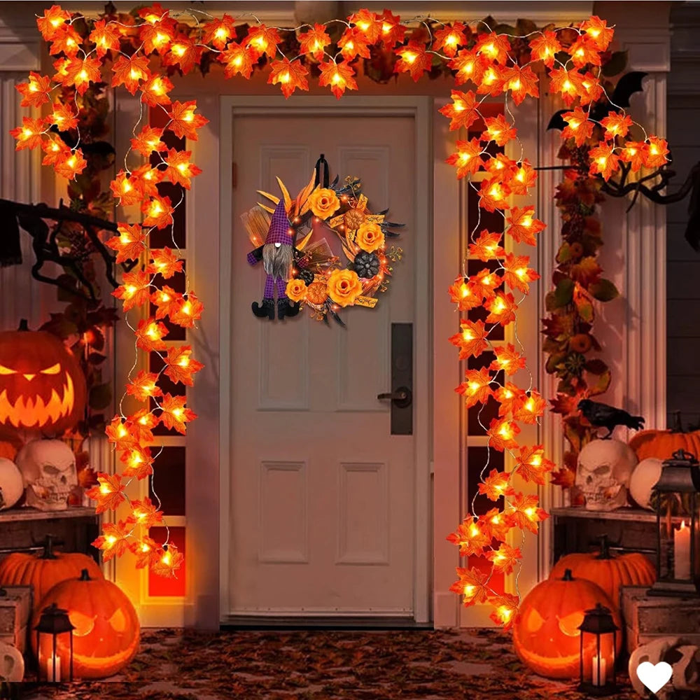 Halloween Maple Leaf String Lights for Fall & Thanksgiving Decor