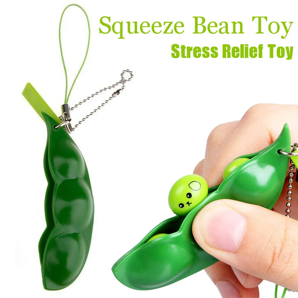 Edamame Fidget Toy Keychain Squeeze Pea Pod Stress Toy