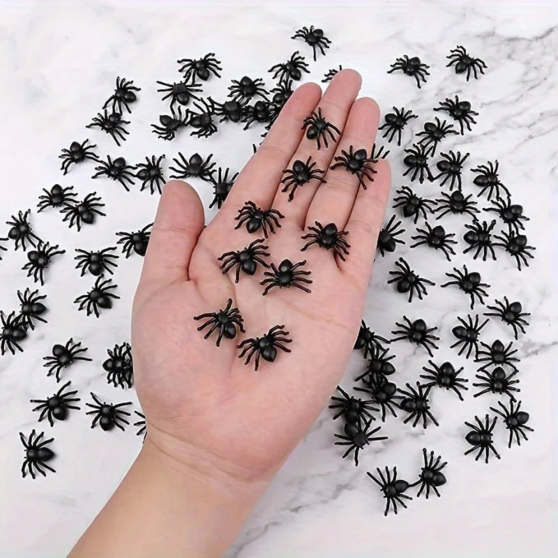 Mini Plastic Spider Decorations for Halloween Pranks & Haunted Houses