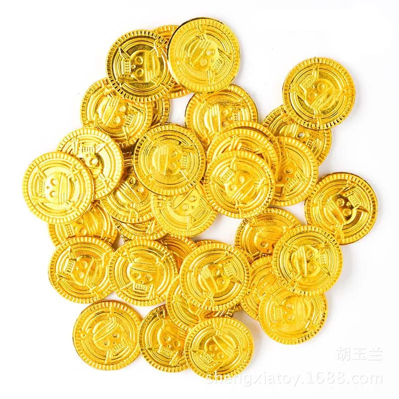 Plastic Pirate Gold Coins for Treasure Hunts & Party Favors