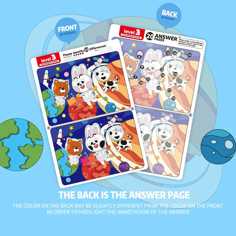 Find the Difference Game for Kids, 10 Reusable Puzzle Cards