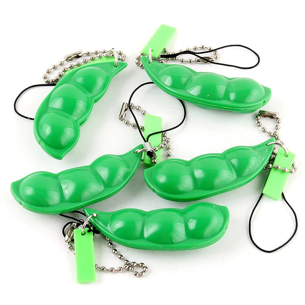 Edamame Fidget Toy Keychain Squeeze Pea Pod Stress Toy