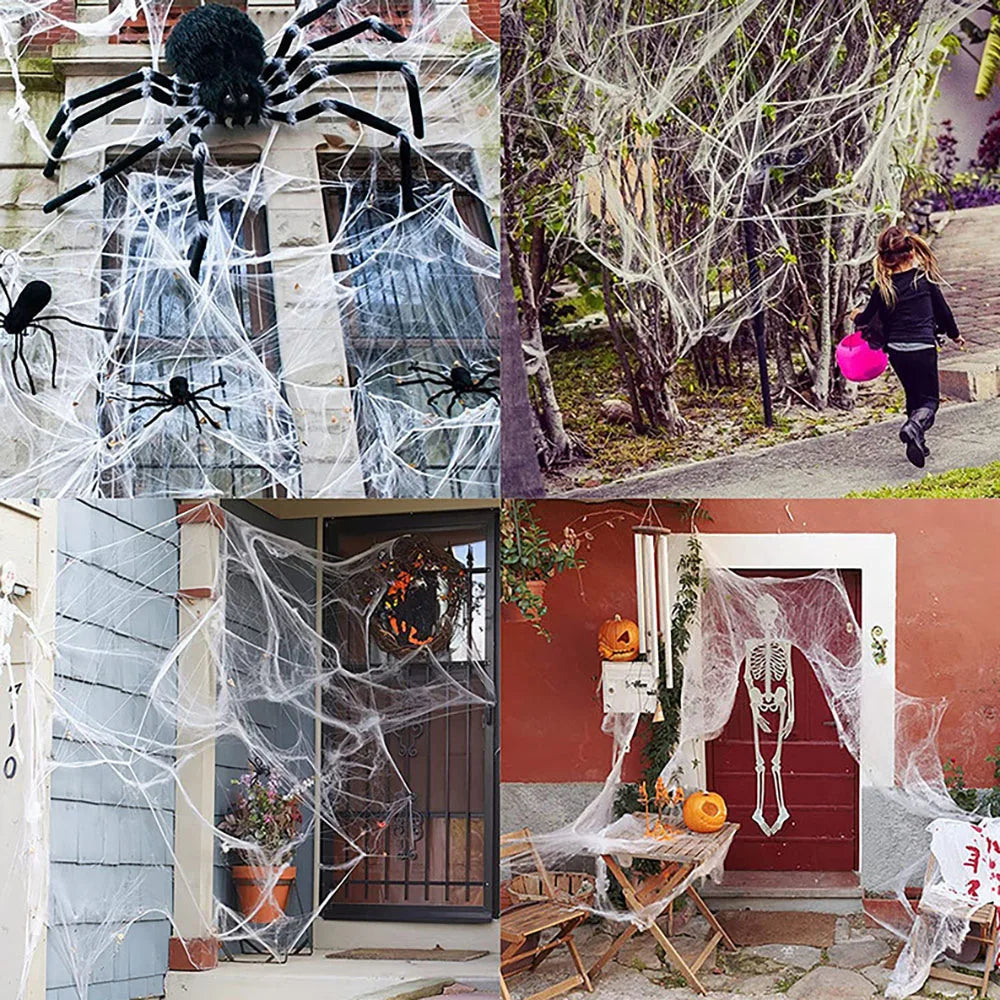 Artificial Halloween Spider Web with Spider Decoration