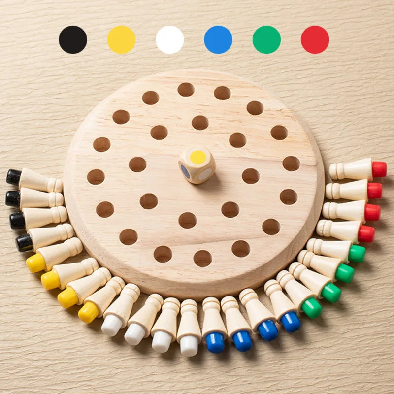 Wooden Memory Match Game – Color Matching Board Puzzle