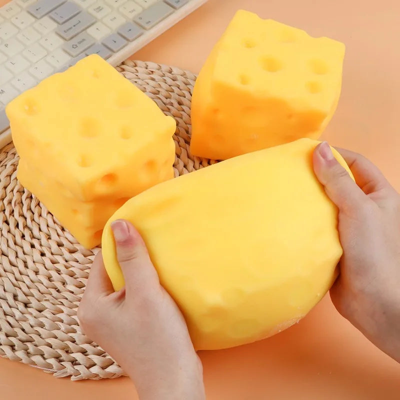 Giant Cheese Squishy Toy – Slow-Rising Cube Fidget