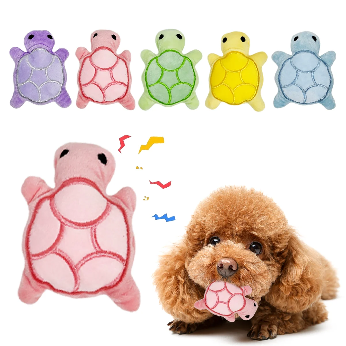 Mini Turtle Plush Dog Toy with Squeaker, 10cm