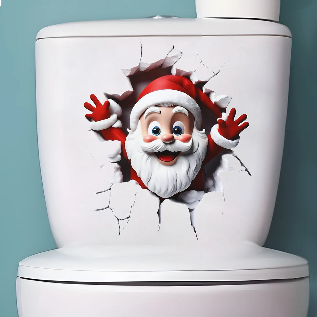 Christmas Toilet Sticker Merry Christmas Bathroom Decoration