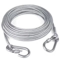 Double-Headed Dog Tie out Cable Leash Anti-Rust Steel Wire with Metal Buckle Durable Outdoor Training Collar Traction Rope Strap
