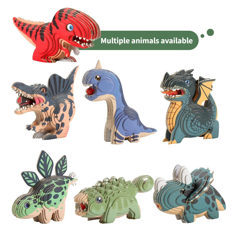 3D Dinosaur Puzzle Paper Model Educational Toy for Kids