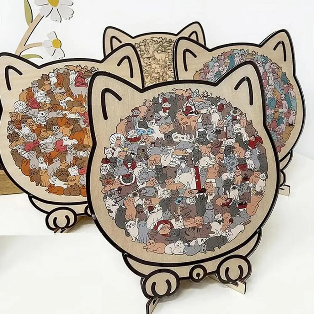 Cat Wooden Jigsaw Puzzle – 135-Piece Irregular Cat Shape