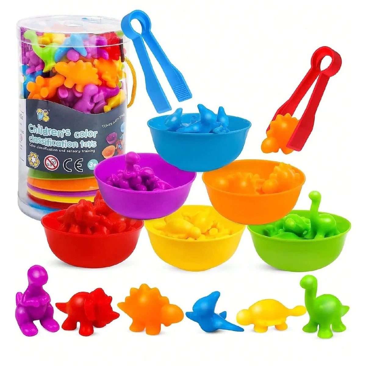 Rainbow Counting and Sorting Toy Set with Tweezers for Kids