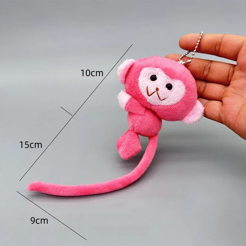 Monkey Plush Keychain – Long-Tailed Animal Backpack Charm