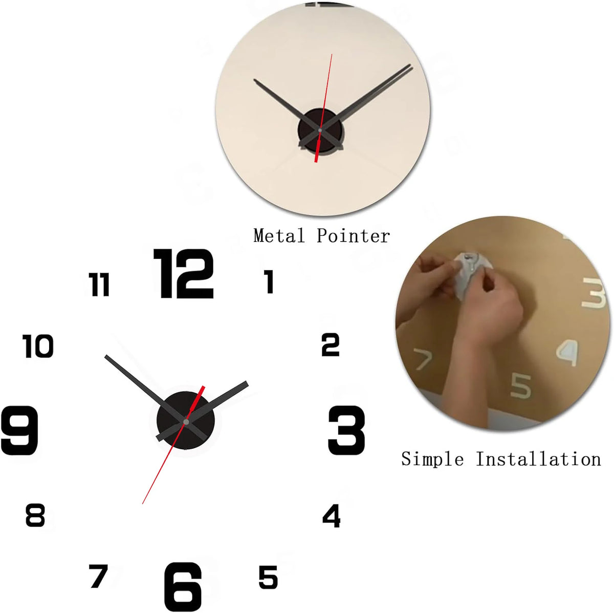 3D Wall Clock – Frameless DIY Decorative Clock