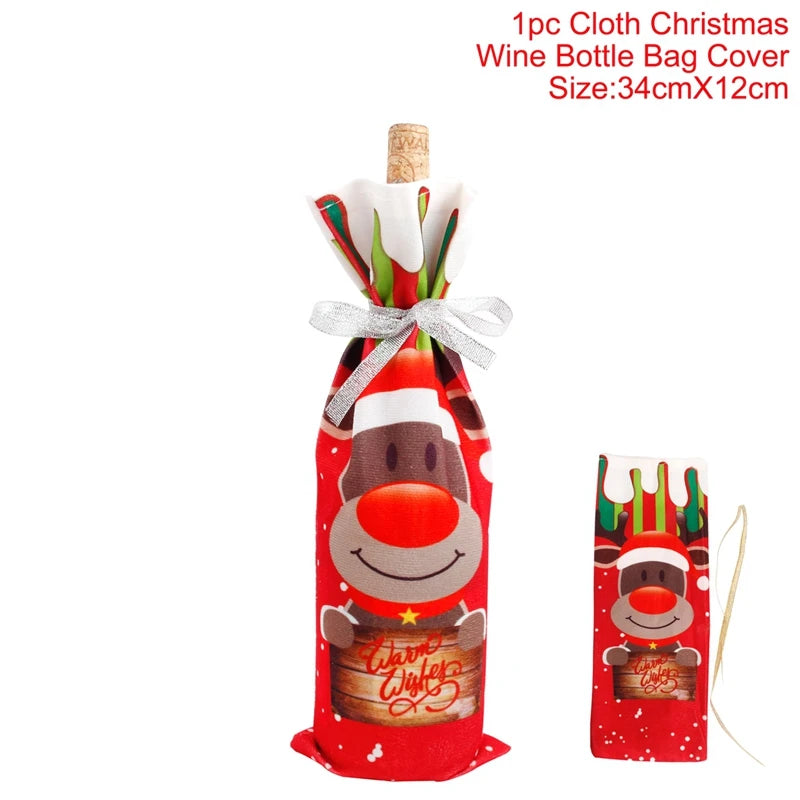 Christmas Wine Bottle Cover Festive Holiday Table Decor
