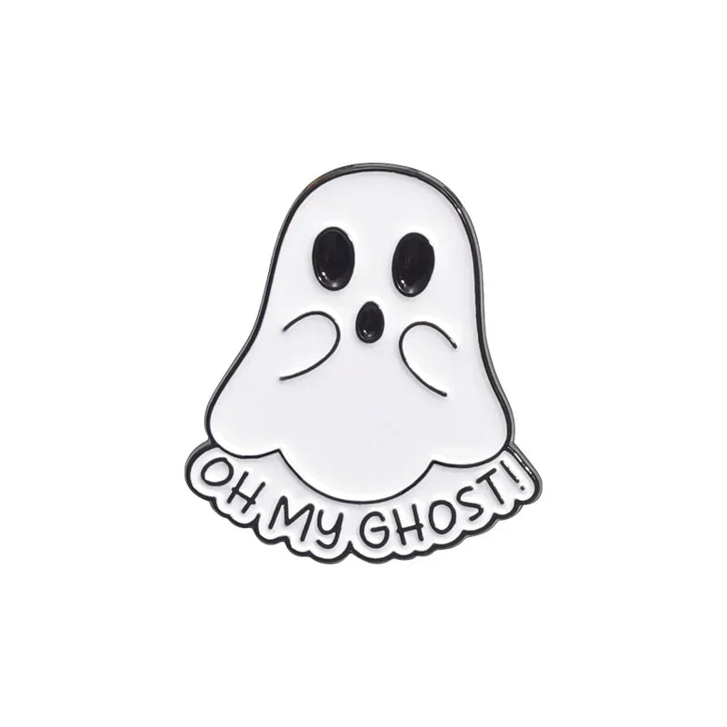 Halloween Punk Ghost Collected Enamel Pin Custom Spooky Boo With Black Cat Brooches Clothes Lapel Badge Jewelry Gift for Friends