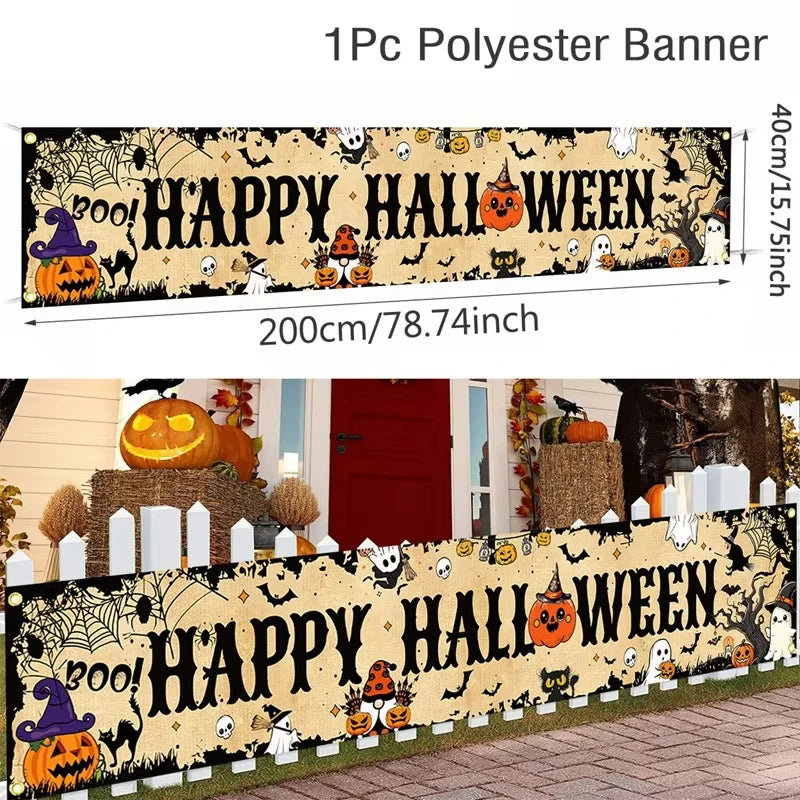 Halloween Ghost & Pumpkin Banner for Porch, Yard & Fence