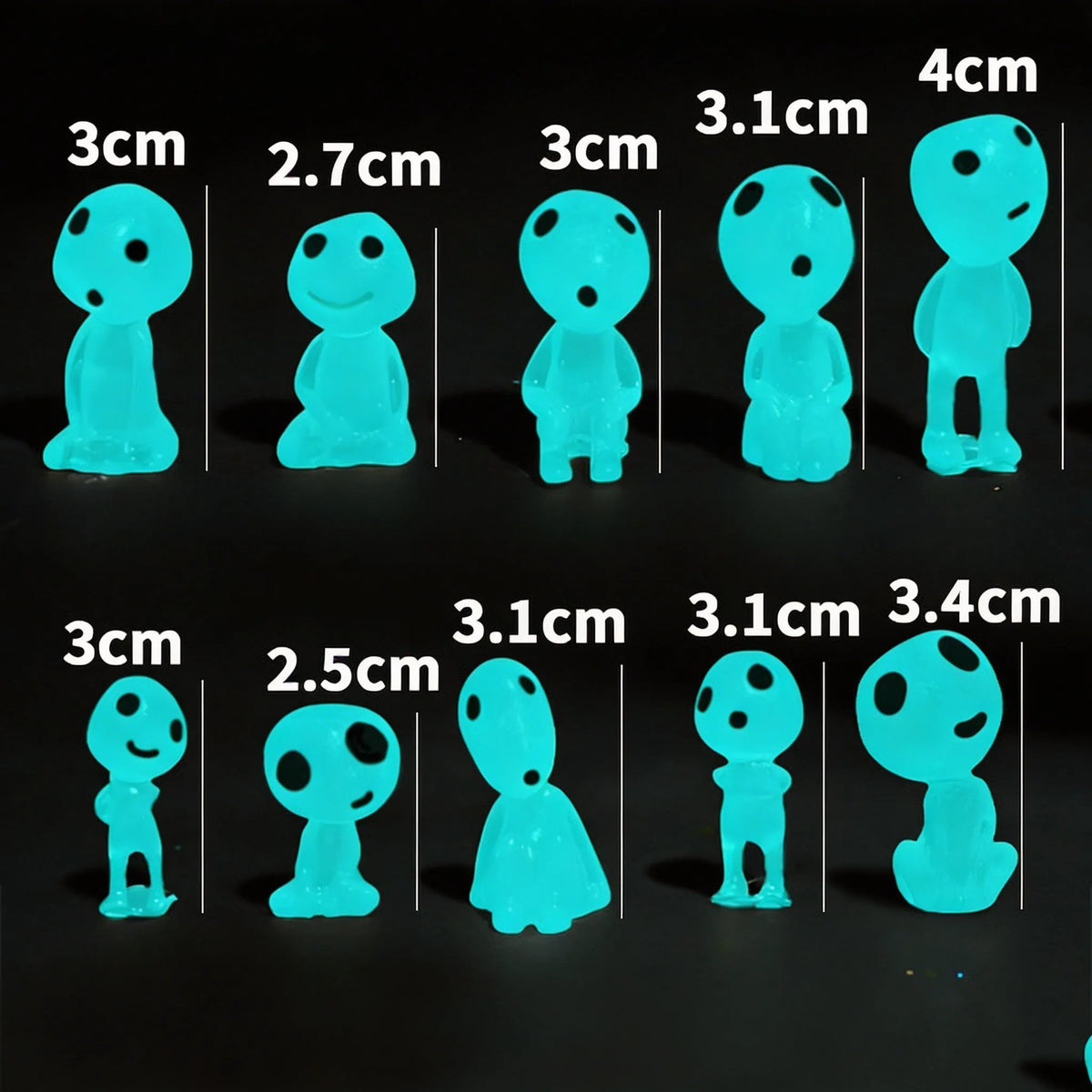 Glow in the Dark Resin Ornaments – Miniature Set of 10