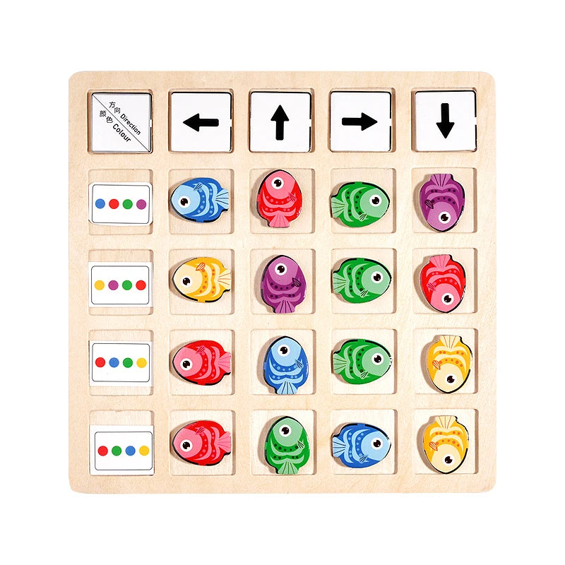 Wooden Logic Board Game – Color & Direction Matching Toy