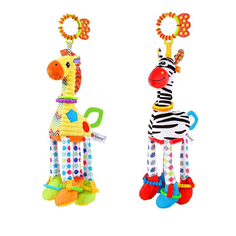 Baby Animal Rattle Toy – Plush Teether & Handbell