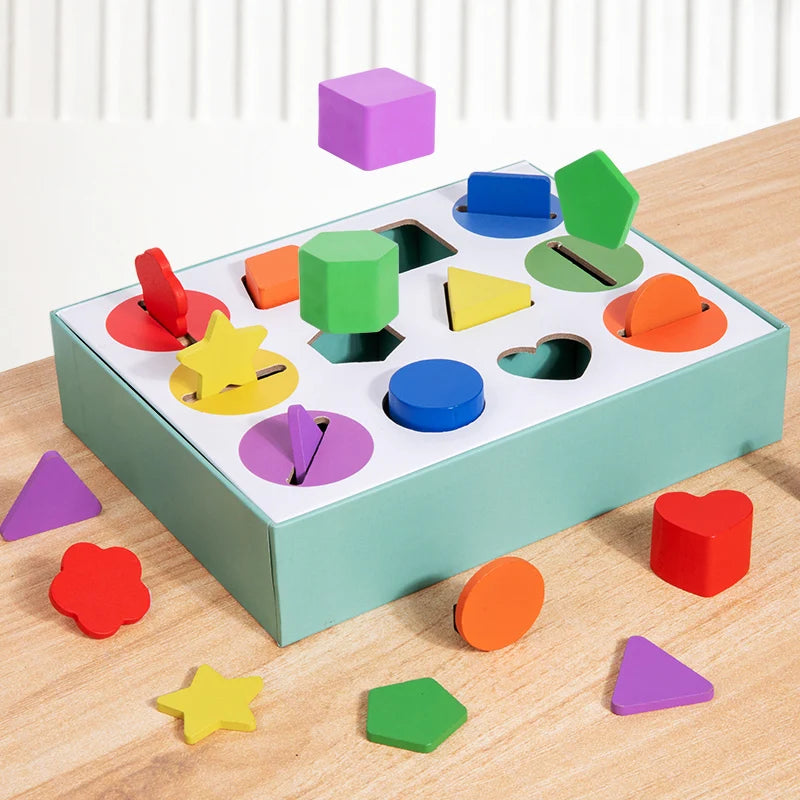 Wooden Geometric Shapes Toy – 3D Sorting Game