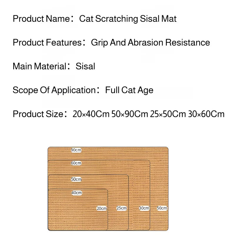 Sisal Cat Scratcher Mat for Sofa Protection and Claw Care