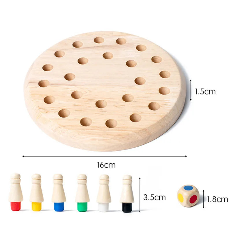 Wooden Memory Match Game – Color Matching Board Puzzle