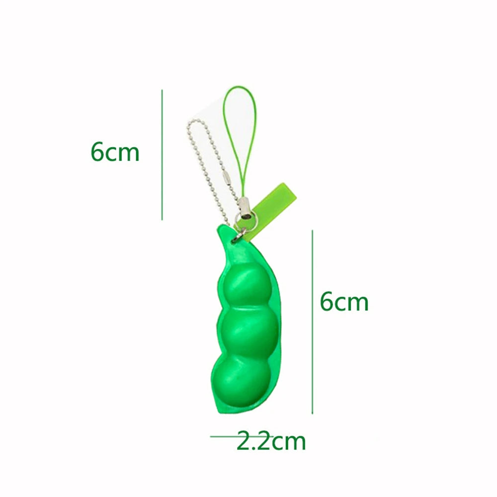 Edamame Fidget Toy Keychain Squeeze Pea Pod Stress Toy